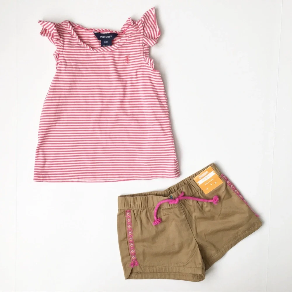 NWT Gymboree Khaki/Pink Sun Shorts